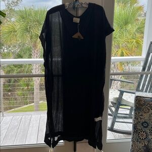 Black Sheer Cover-Up Dress caftan one size